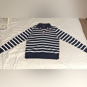 Men’s Vineyard Vines Striped Quarter Zip - Medium - Navy Blue w/ White Stripes
